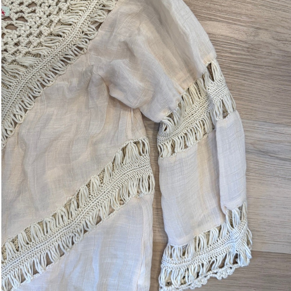 Vivid Collection Bohemian Crochet Swimsuit Cover-up Size Small - Cream Beige - Picture 5 of 9